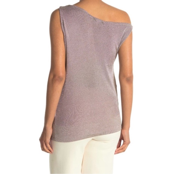 REISS Brigette Metallic Sleeveless Drape Neck Top, Silver Grey, Large - Picture 2 of 2